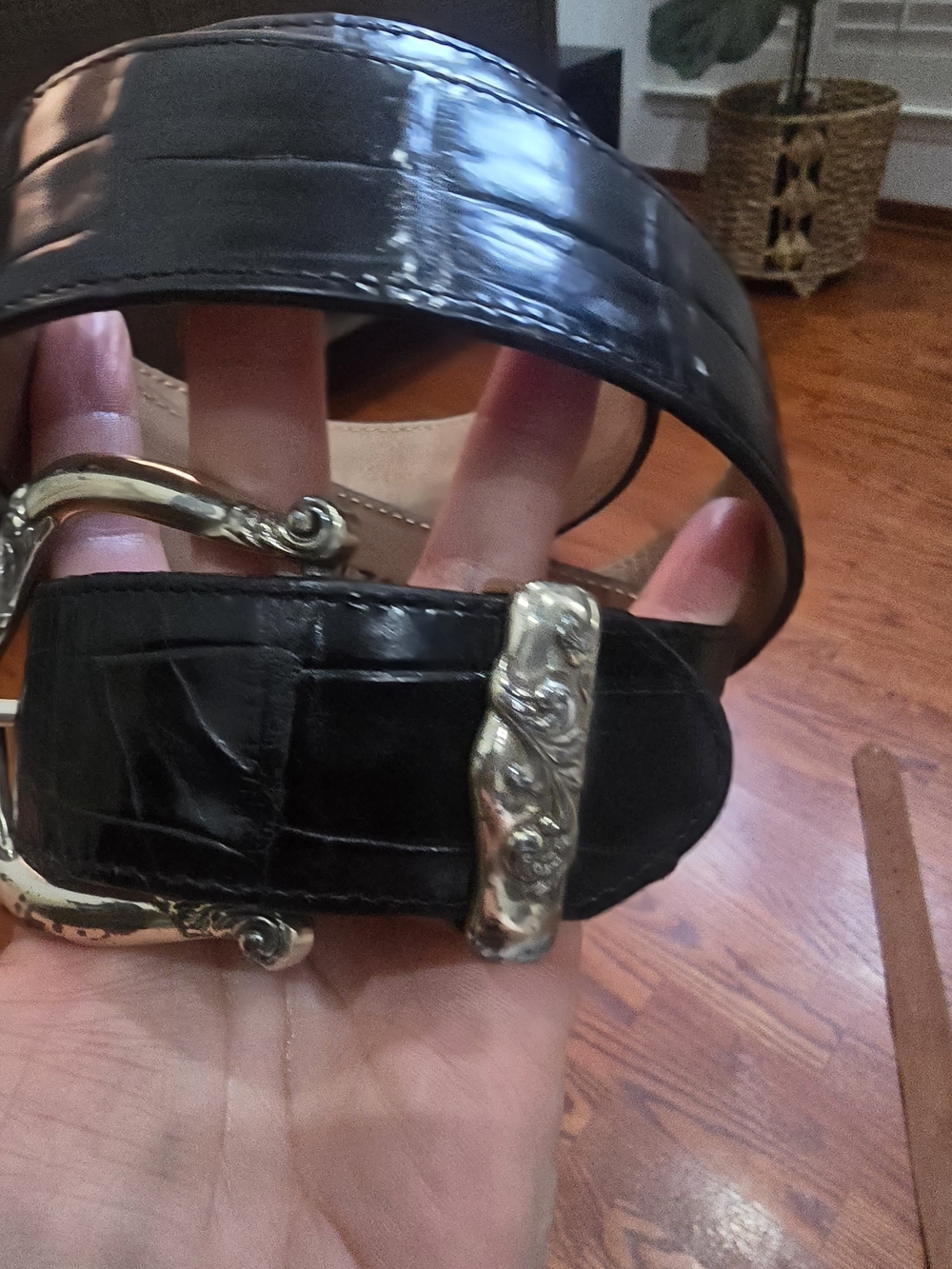 Brighton Black Croc Embossed Leather Western Belt 34 - Picture 4 of 11
